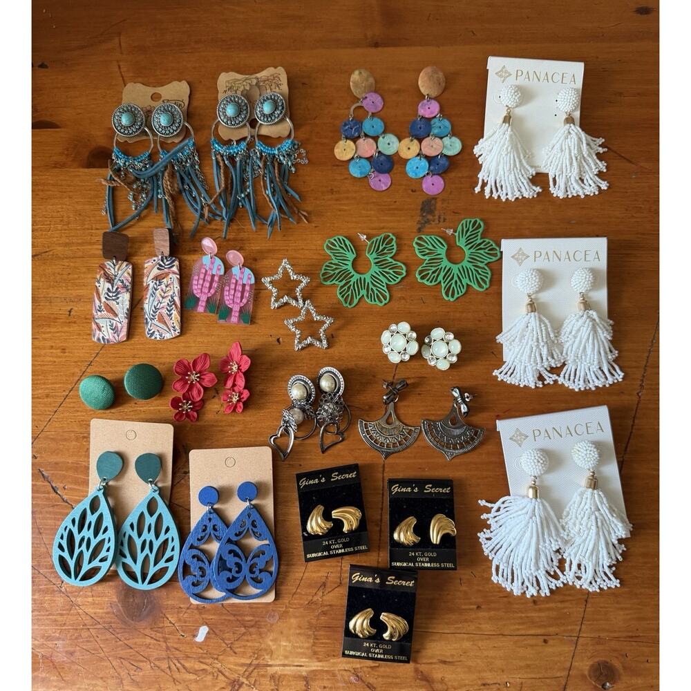 Huge Boho Statement Earrings Lot Tassel Fringe Tropical Resort Boutique Jewelry